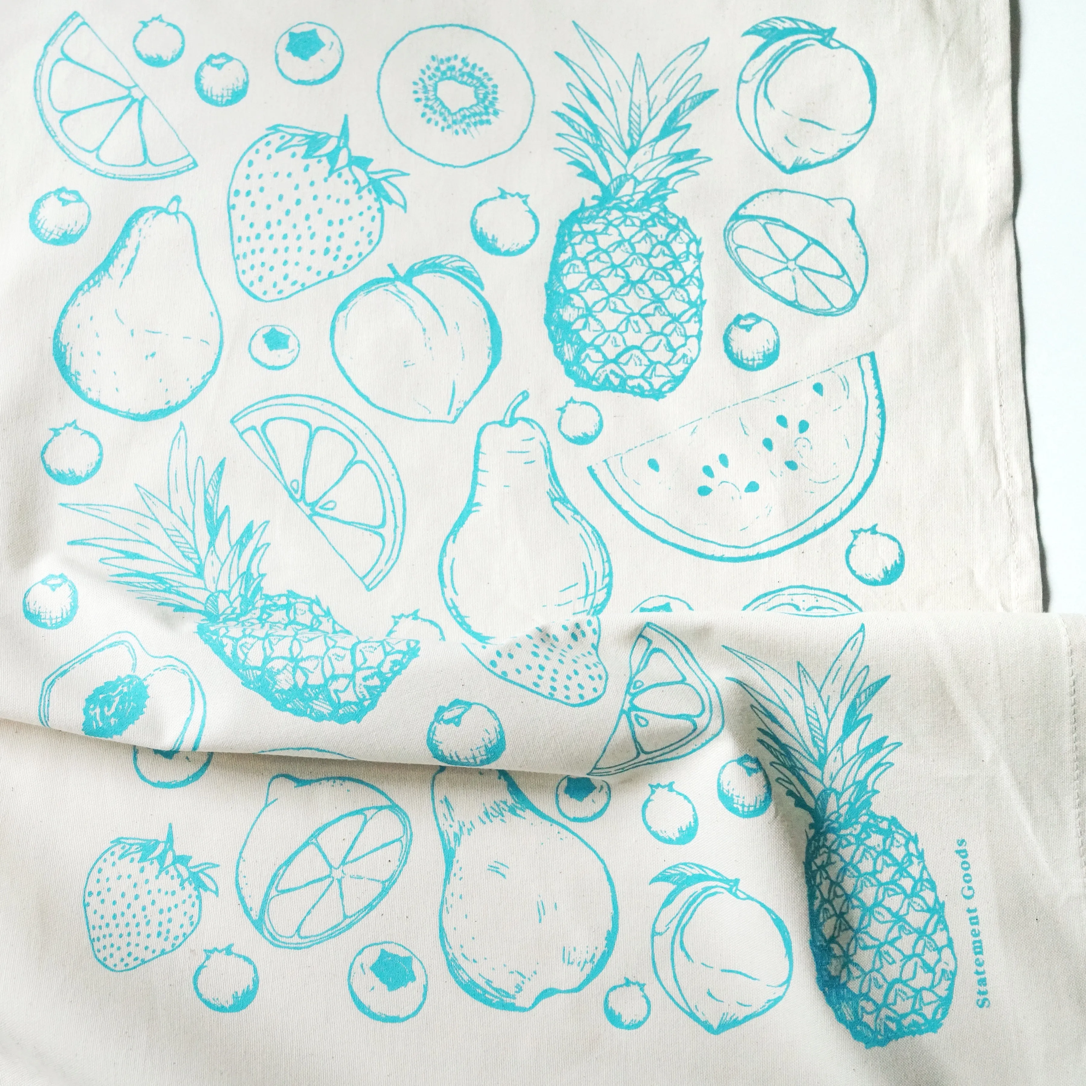 Turquoise Fruit Natural Cotton Kitchen Towel