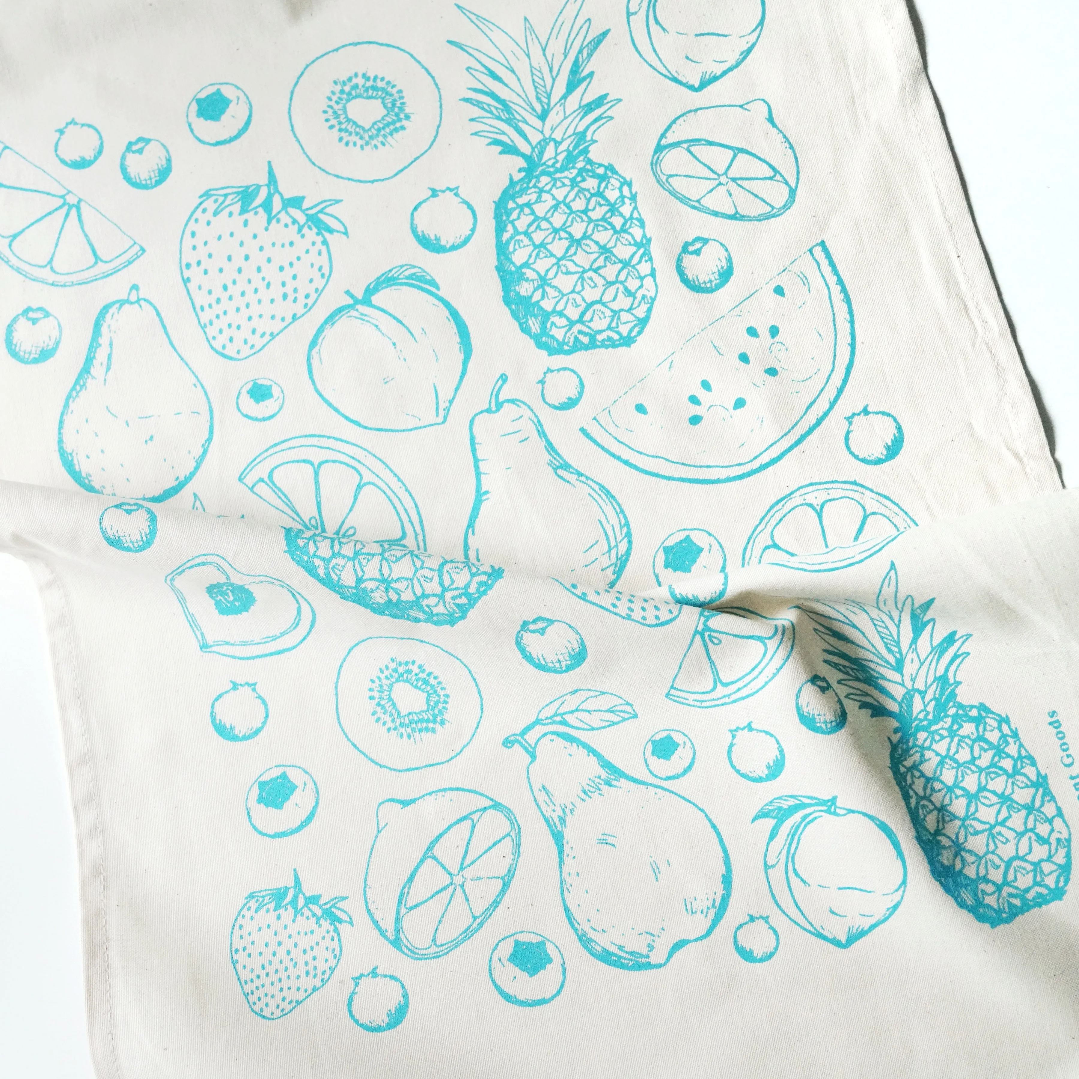 Turquoise Fruit Natural Cotton Kitchen Towel