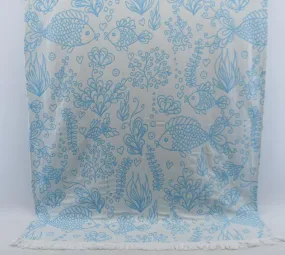 Turquoise Sea Life 100% Cotton Towel