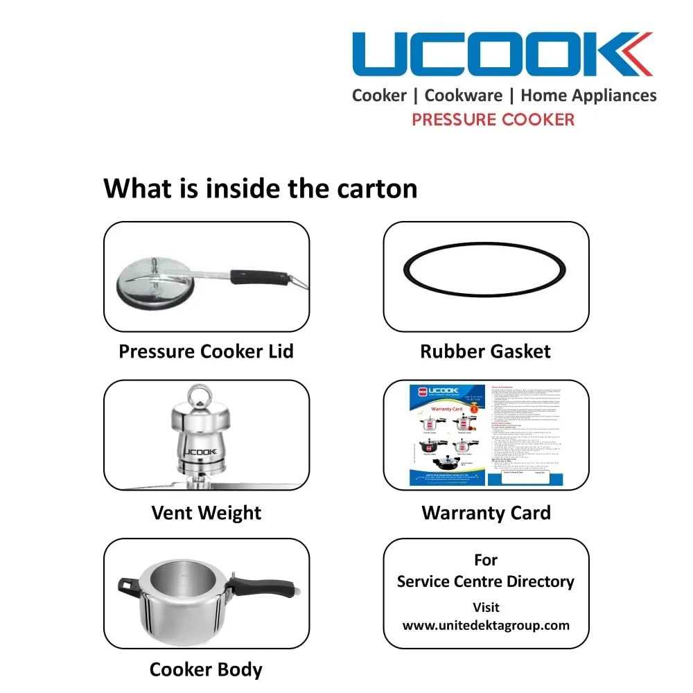 UCOOK By UNITED Ekta Engg. Chhotu 1 Litre Induction Inner Lid Aluminium Pressure Cooker, Silver