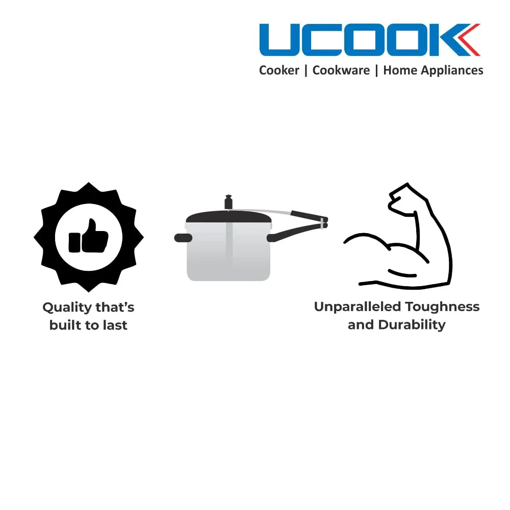 UCOOK By UNITED Ekta Engg. Chhotu 1 Litre Induction Inner Lid Aluminium Pressure Cooker, Silver