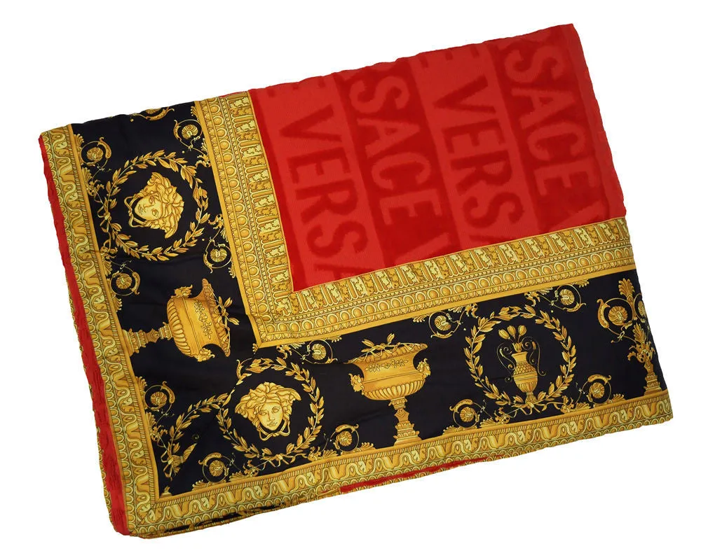 Versace Baroque & Robe Jacquard Medusa Beach/Bath Towel Red-  195 cm x 145 cm