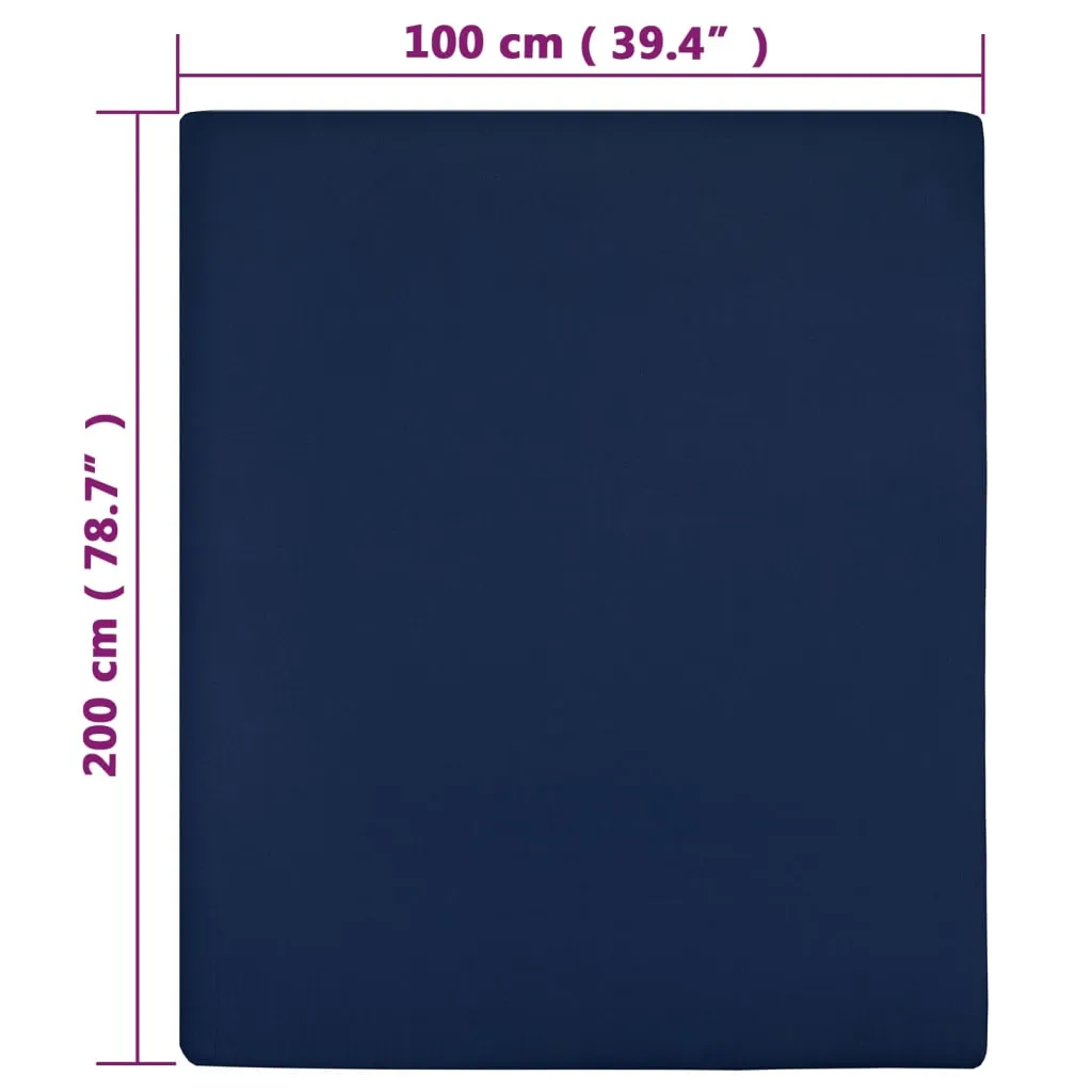 vidaXL Jersey Fitted Sheet Navy Blue 100x200 cm Cotton