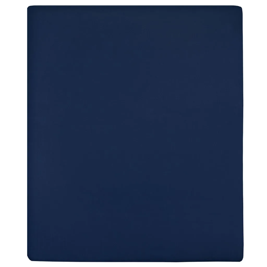 vidaXL Jersey Fitted Sheet Navy Blue 100x200 cm Cotton