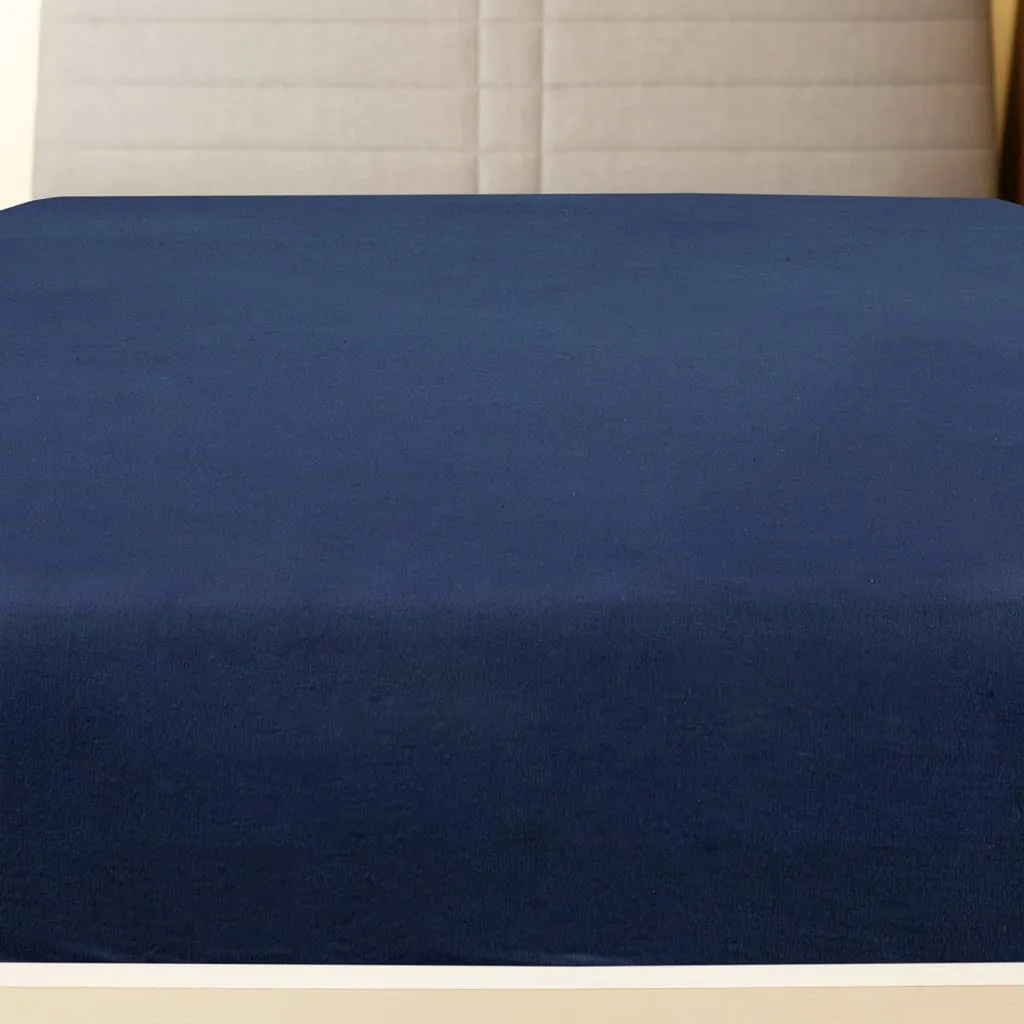 vidaXL Jersey Fitted Sheet Navy Blue 100x200 cm Cotton