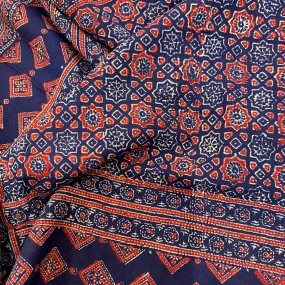 Vintage Kantha Quilt Red and Blue Background W1