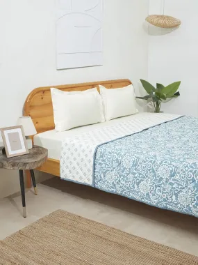 Westside Home Blue Floral Printed Double Comforter